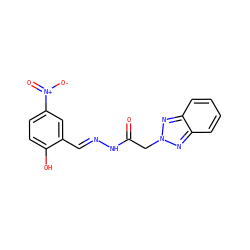O=C(Cn1nc2ccccc2n1)N/N=C/c1cc([N+](=O)[O-])ccc1O ZINC000035577872