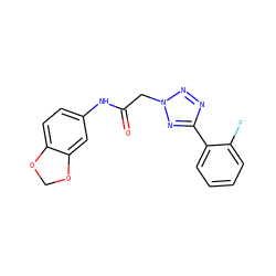 O=C(Cn1nnc(-c2ccccc2F)n1)Nc1ccc2c(c1)OCO2 ZINC000000415892