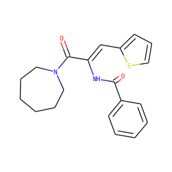 O=C(N/C(=C\c1cccs1)C(=O)N1CCCCCC1)c1ccccc1 ZINC000004859796