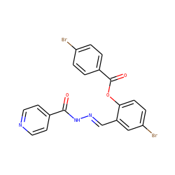 O=C(N/N=C/c1cc(Br)ccc1OC(=O)c1ccc(Br)cc1)c1ccncc1 ZINC000003085070