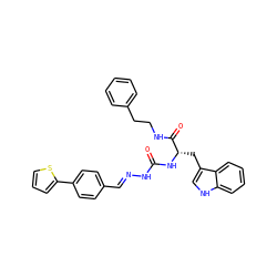 O=C(N/N=C/c1ccc(-c2cccs2)cc1)N[C@@H](Cc1c[nH]c2ccccc12)C(=O)NCCc1ccccc1 ZINC000029561493