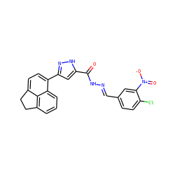 O=C(N/N=C/c1ccc(Cl)c([N+](=O)[O-])c1)c1cc(-c2ccc3c4c(cccc24)CC3)n[nH]1 ZINC000005317533