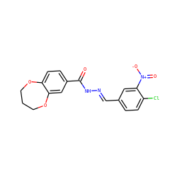 O=C(N/N=C/c1ccc(Cl)c([N+](=O)[O-])c1)c1ccc2c(c1)OCCCO2 ZINC001772651061