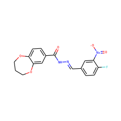 O=C(N/N=C/c1ccc(F)c([N+](=O)[O-])c1)c1ccc2c(c1)OCCCO2 ZINC001772646808