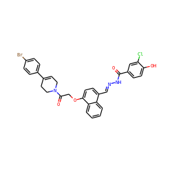 O=C(N/N=C/c1ccc(OCC(=O)N2CC=C(c3ccc(Br)cc3)CC2)c2ccccc12)c1ccc(O)c(Cl)c1 ZINC000027638820