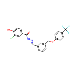 O=C(N/N=C/c1cccc(COc2ccc(C(F)(F)F)cc2)c1)c1ccc(O)c(Cl)c1 ZINC000029126403