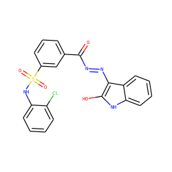 O=C(N=Nc1c(O)[nH]c2ccccc12)c1cccc(S(=O)(=O)Nc2ccccc2Cl)c1 ZINC000299813389