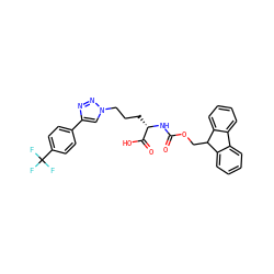 O=C(N[C@@H](CCCn1cc(-c2ccc(C(F)(F)F)cc2)nn1)C(=O)O)OCC1c2ccccc2-c2ccccc21 ZINC000473169825