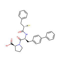 O=C(N[C@@H](Cc1ccc(-c2ccccc2)cc1)C(=O)N1CCC[C@H]1C(=O)O)[C@@H](S)Cc1ccccc1 ZINC000027858686