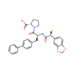 O=C(N[C@@H](Cc1ccc(-c2ccccc2)cc1)C(=O)N1CCC[C@H]1C(=O)O)[C@@H](S)c1ccc2c(c1)OCO2 ZINC000027767092