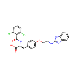 O=C(N[C@@H](Cc1ccc(OCCNc2nc3ccccc3[nH]2)cc1)C(=O)O)c1c(Cl)cccc1Cl ZINC000084654958