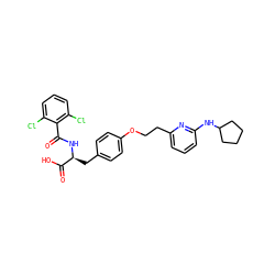 O=C(N[C@@H](Cc1ccc(OCCc2cccc(NC3CCCC3)n2)cc1)C(=O)O)c1c(Cl)cccc1Cl ZINC000084654773