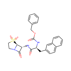 O=C(N[C@@H](Cc1ccc2ccccc2c1)C(=O)N[C@@H]1C(=O)N2CCS(=O)(=O)[C@@H]12)OCc1ccccc1 ZINC000013860554