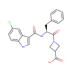O=C(N[C@@H](Cc1ccccc1)C(=O)N1CC(C(=O)O)C1)c1c[nH]c2ccc(Cl)cc12 ZINC000299834474
