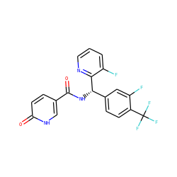 O=C(N[C@@H](c1ccc(C(F)(F)F)c(F)c1)c1ncccc1F)c1ccc(=O)[nH]c1 ZINC000205237085