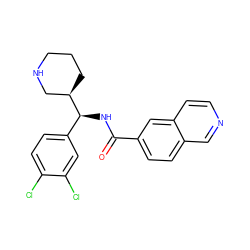 O=C(N[C@@H](c1ccc(Cl)c(Cl)c1)[C@@H]1CCCNC1)c1ccc2cnccc2c1 ZINC000072178719