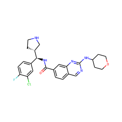 O=C(N[C@@H](c1ccc(F)c(Cl)c1)[C@@H]1CCNC1)c1ccc2cnc(NC3CCOCC3)nc2c1 ZINC000207576992