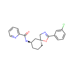 O=C(N[C@@H]1CCC[C@@]2(CN=C(c3cccc(Cl)c3)O2)C1)c1ccccn1 ZINC000095590586