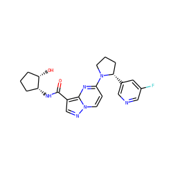 O=C(N[C@@H]1CCC[C@@H]1O)c1cnn2ccc(N3CCC[C@@H]3c3cncc(F)c3)nc12 ZINC000165664768