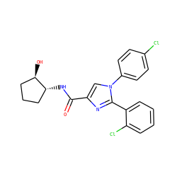 O=C(N[C@@H]1CCC[C@H]1O)c1cn(-c2ccc(Cl)cc2)c(-c2ccccc2Cl)n1 ZINC000028702506