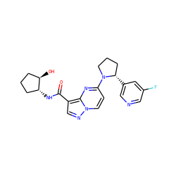 O=C(N[C@@H]1CCC[C@H]1O)c1cnn2ccc(N3CCC[C@@H]3c3cncc(F)c3)nc12 ZINC000169704220