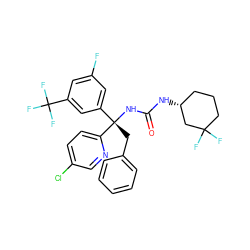 O=C(N[C@@H]1CCCC(F)(F)C1)N[C@@](Cc1ccccc1)(c1cc(F)cc(C(F)(F)F)c1)c1ccc(Cl)cn1 ZINC000095575437