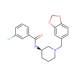 O=C(N[C@@H]1CCCN(Cc2ccc3c(c2)OCO3)C1)c1cccc(Cl)c1 ZINC000028455649