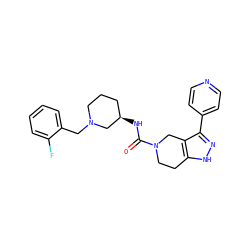 O=C(N[C@@H]1CCCN(Cc2ccccc2F)C1)N1CCc2[nH]nc(-c3ccncc3)c2C1 ZINC000114630953