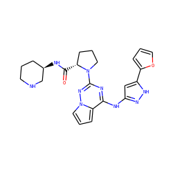 O=C(N[C@@H]1CCCNC1)[C@@H]1CCCN1c1nc(Nc2cc(-c3ccco3)[nH]n2)c2cccn2n1 ZINC000143146710