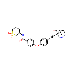 O=C(N[C@@H]1CCCS(=O)(=O)C1)c1ccc(Oc2ccc(C#C[C@]3(O)CN4CCC3CC4)cc2)cc1 ZINC000073219607