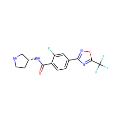 O=C(N[C@@H]1CCNC1)c1ccc(-c2noc(C(F)(F)F)n2)cc1F ZINC000142944797