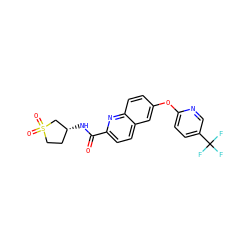 O=C(N[C@@H]1CCS(=O)(=O)C1)c1ccc2cc(Oc3ccc(C(F)(F)F)cn3)ccc2n1 ZINC001772612935