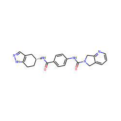 O=C(N[C@@H]1CCc2[nH]ncc2C1)c1ccc(NC(=O)N2Cc3cccnc3C2)cc1 ZINC000166537881