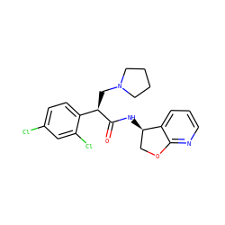 O=C(N[C@@H]1COc2ncccc21)[C@H](CN1CCCC1)c1ccc(Cl)cc1Cl ZINC000146595858