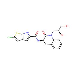 O=C(N[C@@H]1Cc2ccccc2N(C[C@H](O)CO)C1=O)c1cc2cc(Cl)sc2[nH]1 ZINC000028818337