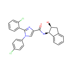 O=C(N[C@@H]1c2ccccc2C[C@@H]1O)c1cn(-c2ccc(Cl)cc2)c(-c2ccccc2Cl)n1 ZINC000028702512