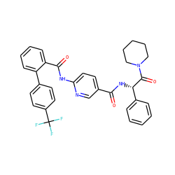 O=C(N[C@H](C(=O)N1CCCCC1)c1ccccc1)c1ccc(NC(=O)c2ccccc2-c2ccc(C(F)(F)F)cc2)nc1 ZINC000036184487