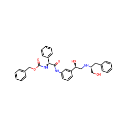 O=C(N[C@H](C(=O)Nc1cccc([C@@H](O)CN[C@H](CO)Cc2ccccc2)c1)c1ccccc1)OCc1ccccc1 ZINC000103288716