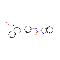 O=C(N[C@H](CCO)c1ccccc1)c1ccc(NC(=O)N2Cc3ccccc3C2)cc1 ZINC000166786624
