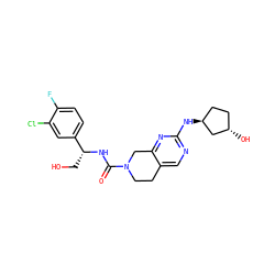 O=C(N[C@H](CO)c1ccc(F)c(Cl)c1)N1CCc2cnc(N[C@H]3CC[C@H](O)C3)nc2C1 ZINC000169331026