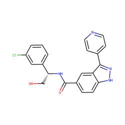 O=C(N[C@H](CO)c1cccc(Cl)c1)c1ccc2[nH]nc(-c3ccncc3)c2c1 ZINC000653843511