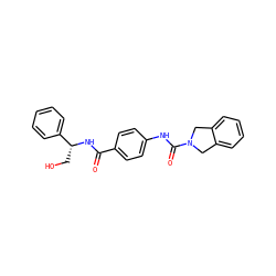 O=C(N[C@H](CO)c1ccccc1)c1ccc(NC(=O)N2Cc3ccccc3C2)cc1 ZINC000167686329