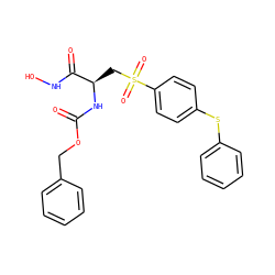 O=C(N[C@H](CS(=O)(=O)c1ccc(Sc2ccccc2)cc1)C(=O)NO)OCc1ccccc1 ZINC000026645545