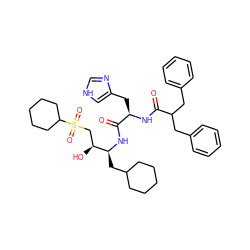 O=C(N[C@H](Cc1c[nH]cn1)C(=O)N[C@@H](CC1CCCCC1)[C@@H](O)CS(=O)(=O)C1CCCCC1)C(Cc1ccccc1)Cc1ccccc1 ZINC000026270024