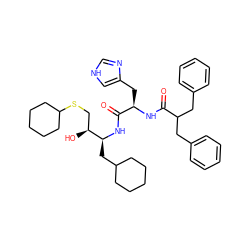 O=C(N[C@H](Cc1c[nH]cn1)C(=O)N[C@@H](CC1CCCCC1)[C@@H](O)CSC1CCCCC1)C(Cc1ccccc1)Cc1ccccc1 ZINC000026270038