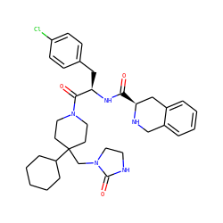O=C(N[C@H](Cc1ccc(Cl)cc1)C(=O)N1CCC(CN2CCNC2=O)(C2CCCCC2)CC1)[C@H]1Cc2ccccc2CN1 ZINC000028569629