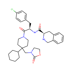 O=C(N[C@H](Cc1ccc(Cl)cc1)C(=O)N1CCC(CN2CCOC2=O)(C2CCCCC2)CC1)[C@H]1Cc2ccccc2CN1 ZINC000028569698