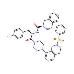 O=C(N[C@H](Cc1ccc(Cl)cc1)C(=O)N1CCN(c2cccc3c2CN(S(=O)(=O)c2ccccc2)CC3)CC1)[C@H]1Cc2ccccc2CN1 ZINC000028528427