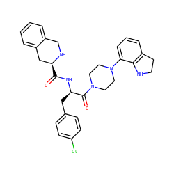O=C(N[C@H](Cc1ccc(Cl)cc1)C(=O)N1CCN(c2cccc3c2NCC3)CC1)[C@H]1Cc2ccccc2CN1 ZINC000028526565