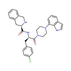 O=C(N[C@H](Cc1ccc(Cl)cc1)C(=O)N1CCN(c2cccc3cc[nH]c23)CC1)[C@H]1Cc2ccccc2CN1 ZINC000028528420